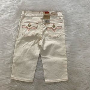 🟢NEW-Girl's LEVI'S White w/Pink Skimmers/Jeans 6